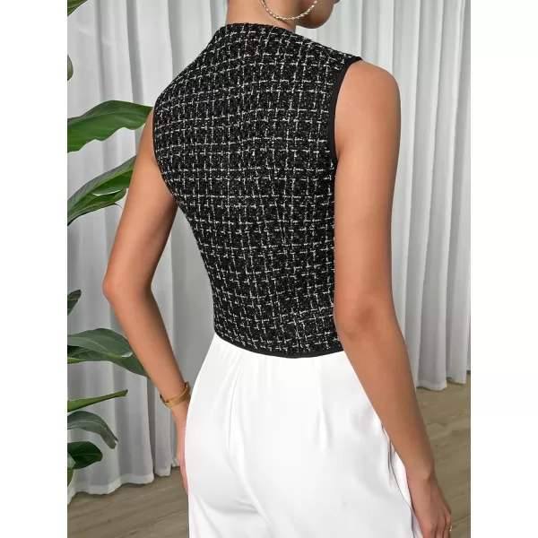 WDIRARA Women's Asymmetrical Hem Button Front Crop Blazer Sleeveless V Neck Blazer Vest