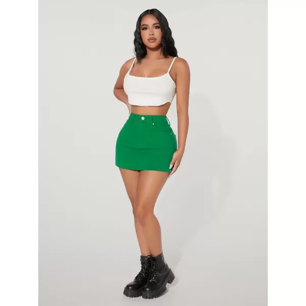 WDIRARA Women's Camo Print High Waist Pocket Stretch Mini Bodycon Skirt