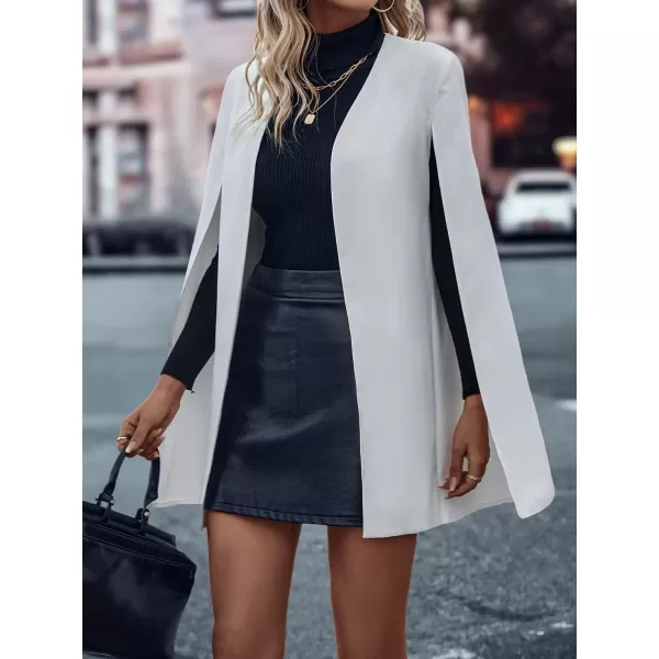 WDIRARA Women's Cape Blazer Cloak Split Sleeve Open Front Jacket Work Business Casual Blazer Solid Cape Coats