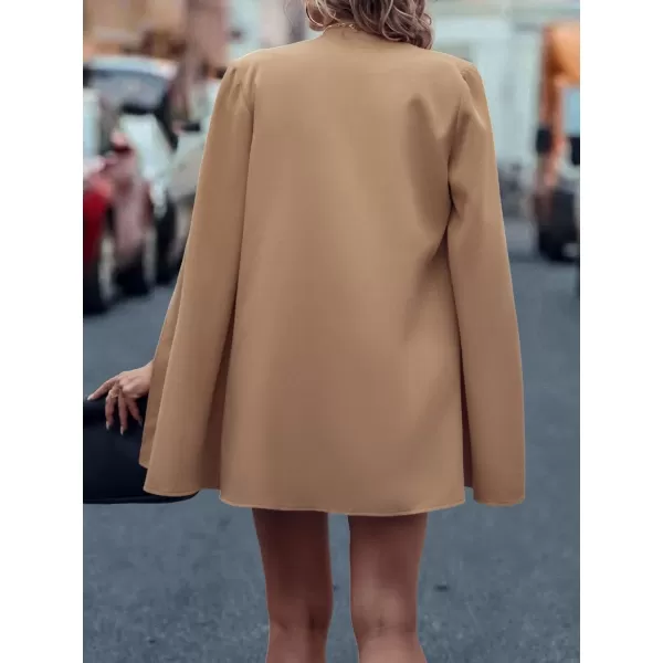 WDIRARA Women's Cape Blazer Cloak Split Sleeve Open Front Jacket Work Business Casual Blazer Solid Cape Coats