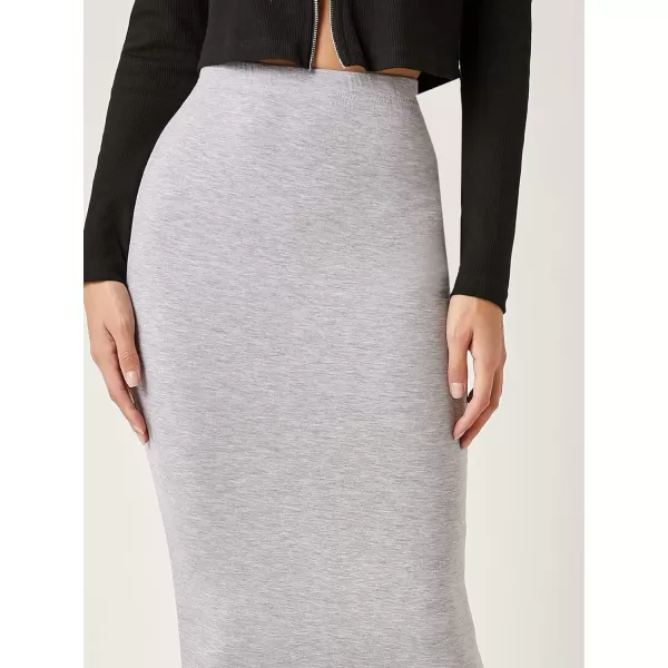 WDIRARA Women's Casual Drawstring Waist Split Back Solid Midii Skirt