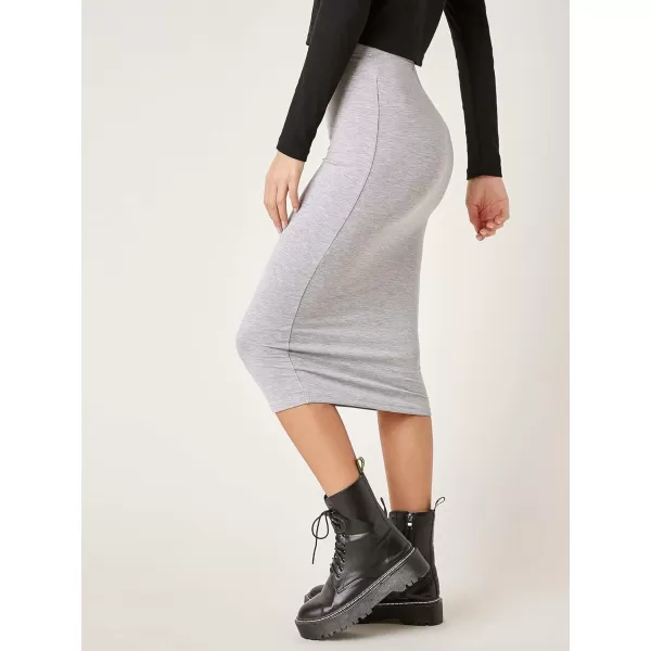 WDIRARA Women's Casual Drawstring Waist Split Back Solid Midii Skirt