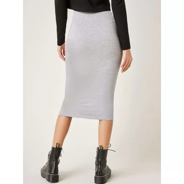 WDIRARA Women's Casual Drawstring Waist Split Back Solid Midii Skirt