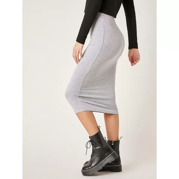WDIRARA Women's Casual Drawstring Waist Split Back Solid Midii Skirt