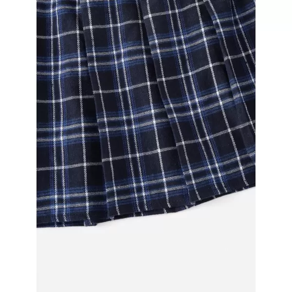 WDIRARA Women's Casual Plaid High Waist Pleated A-Line Uniform Mini Skirt