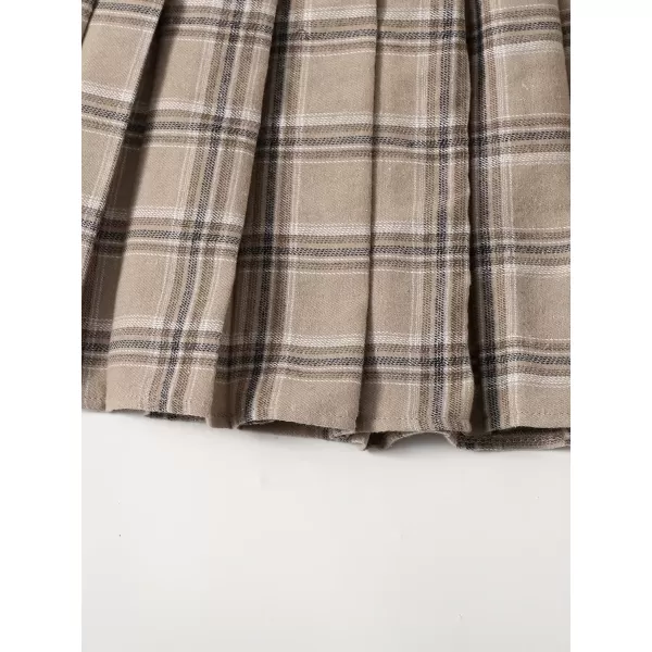 WDIRARA Women's Casual Plaid High Waist Pleated A-Line Uniform Mini Skirt
