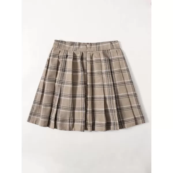 WDIRARA Women's Casual Plaid High Waist Pleated A-Line Uniform Mini Skirt