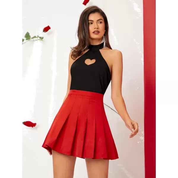 WDIRARA Women's Casual Plaid High Waist Pleated A-Line Uniform Mini Skirt