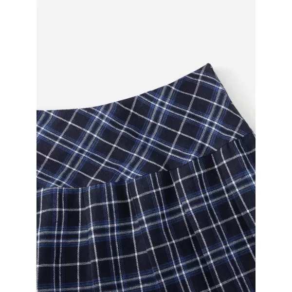 WDIRARA Women's Casual Plaid High Waist Pleated A-Line Uniform Mini Skirt