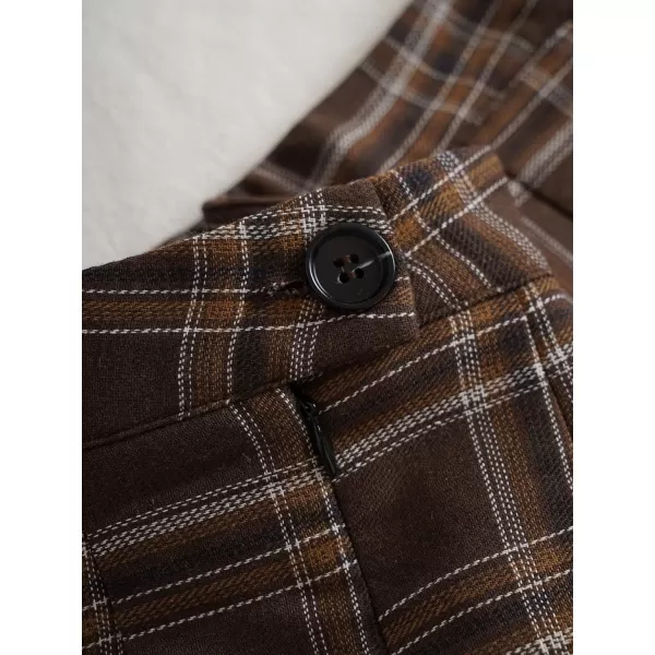 WDIRARA Women's Casual Plaid High Waist Pleated A-Line Uniform Mini Skirt
