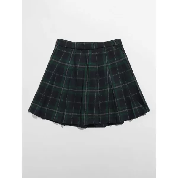 WDIRARA Women's Casual Plaid High Waist Pleated A-Line Uniform Mini Skirt