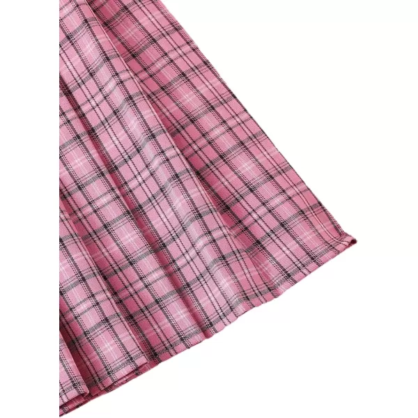 WDIRARA Women's Casual Plaid High Waist Pleated A-Line Uniform Mini Skirt