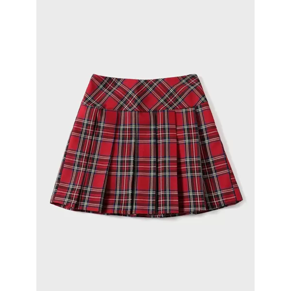 WDIRARA Women's Casual Plaid High Waist Pleated A-Line Uniform Mini Skirt