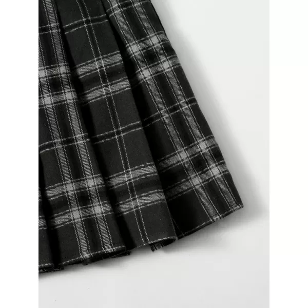 WDIRARA Women's Casual Plaid High Waist Pleated A-Line Uniform Mini Skirt