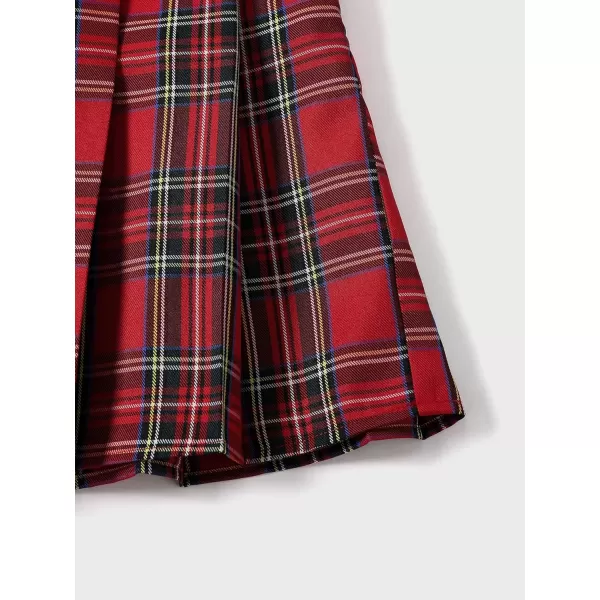 WDIRARA Women's Casual Plaid High Waist Pleated A-Line Uniform Mini Skirt