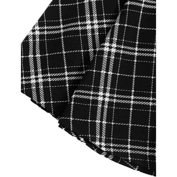 WDIRARA Women's Casual Plaid High Waist Pleated A-Line Uniform Mini Skirt