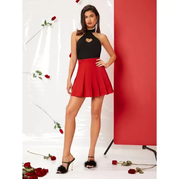 WDIRARA Women's Casual Plaid High Waist Pleated A-Line Uniform Mini Skirt