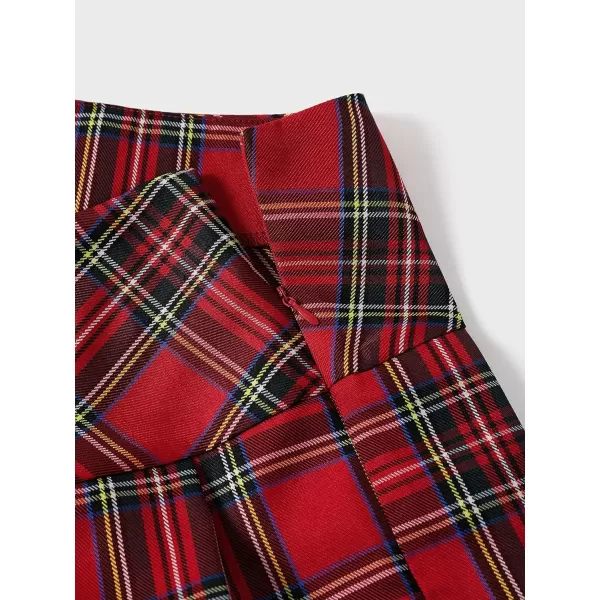 WDIRARA Women's Casual Plaid High Waist Pleated A-Line Uniform Mini Skirt