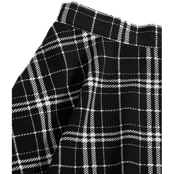 WDIRARA Women's Casual Plaid High Waist Pleated A-Line Uniform Mini Skirt
