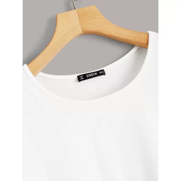 WDIRARA Women's Casual Ruffle Sleeve Round Neck Solid Tee Shirt