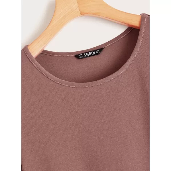 WDIRARA Women's Casual Ruffle Sleeve Round Neck Solid Tee Shirt