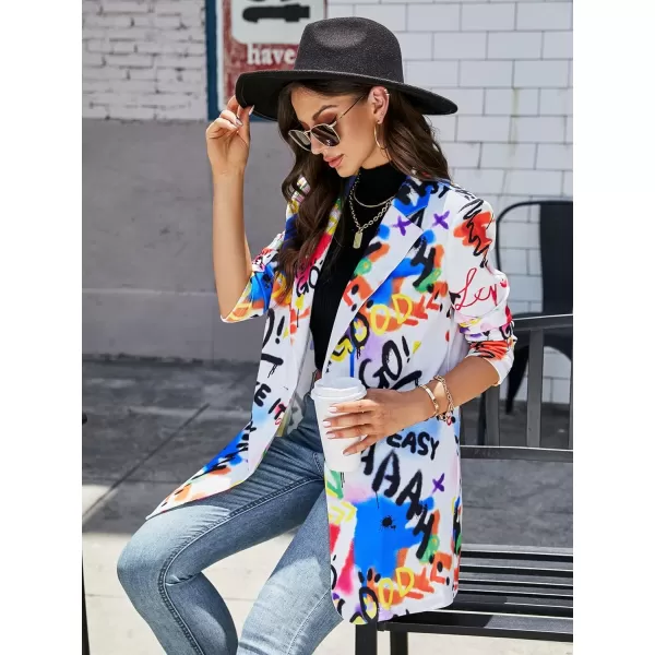 WDIRARA Women's Colorblock One Button Open Front Shawl Collar Long Sleeve Blazer