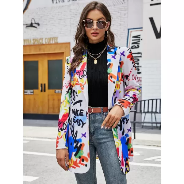 WDIRARA Women's Colorblock One Button Open Front Shawl Collar Long Sleeve Blazer