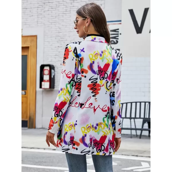 WDIRARA Women's Colorblock One Button Open Front Shawl Collar Long Sleeve Blazer