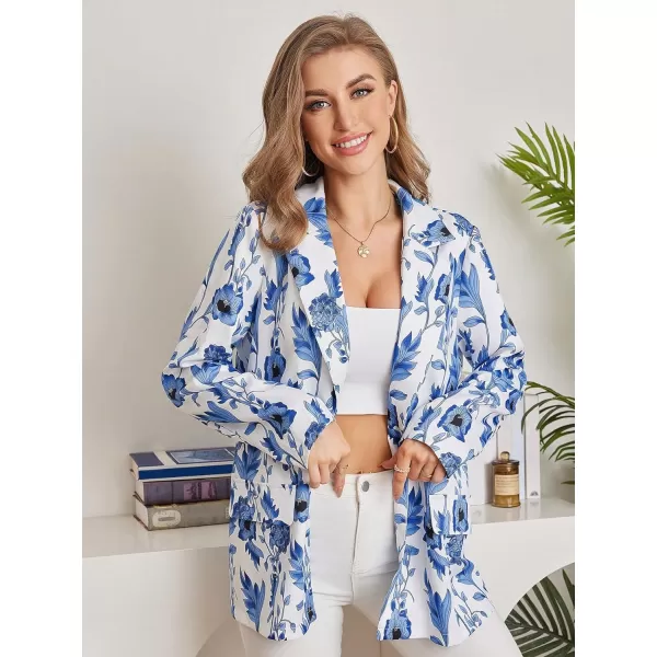 WDIRARA Women's Colorblock One Button Open Front Shawl Collar Long Sleeve Blazer