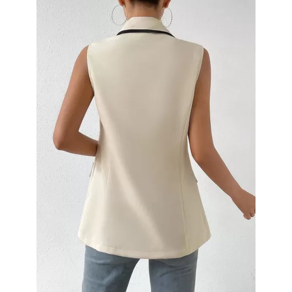 WDIRARA Women's Colorblock V Neck Sleeveless Button Front Blazer Vest Jacket Casual Waistcoat