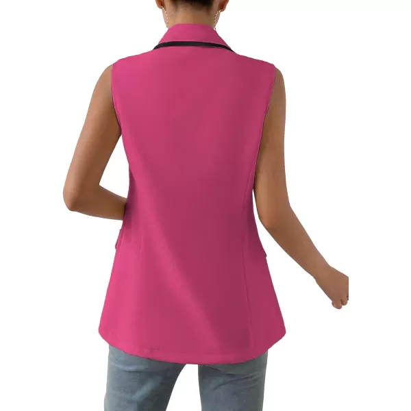 WDIRARA Women's Colorblock V Neck Sleeveless Button Front Blazer Vest Jacket Casual Waistcoat