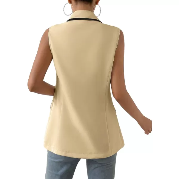 WDIRARA Women's Colorblock V Neck Sleeveless Button Front Blazer Vest Jacket Casual Waistcoat