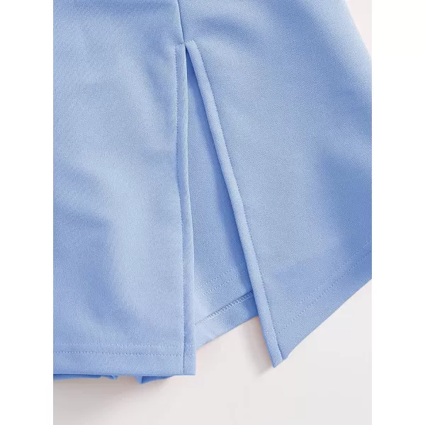 WDIRARA Women's Contrast Binding Knot Side Mid Waist Asymmetrical Skirt Shorts