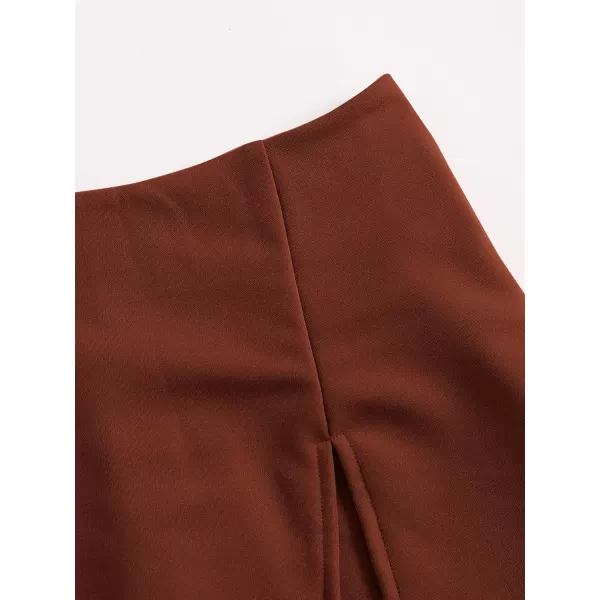 WDIRARA Women's Contrast Binding Knot Side Mid Waist Asymmetrical Skirt Shorts