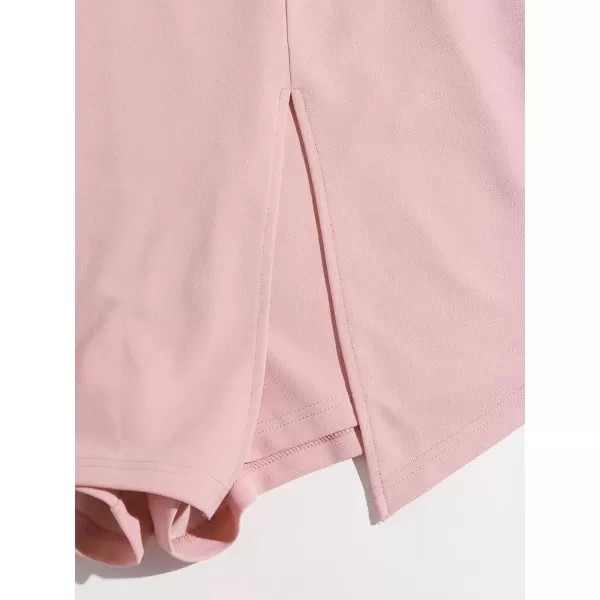 WDIRARA Women's Contrast Binding Knot Side Mid Waist Asymmetrical Skirt Shorts