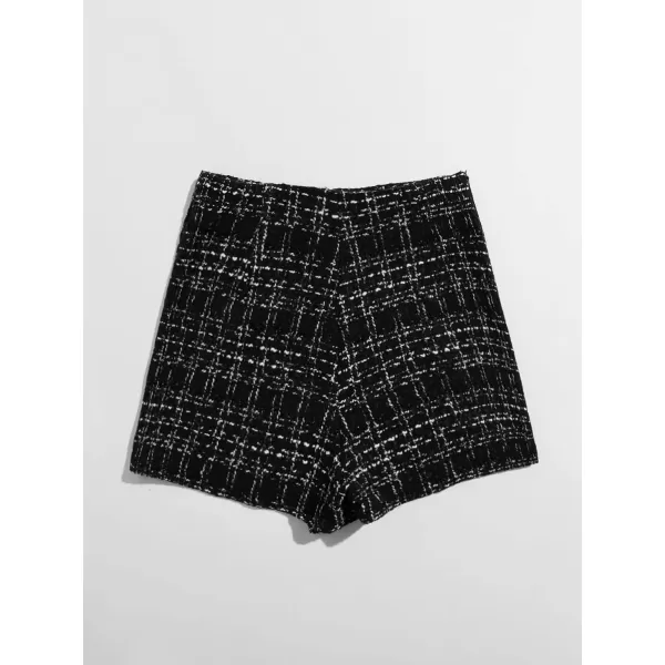 WDIRARA Women's Contrast Binding Knot Side Mid Waist Asymmetrical Skirt Shorts