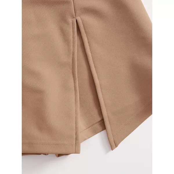 WDIRARA Women's Contrast Binding Knot Side Mid Waist Asymmetrical Skirt Shorts