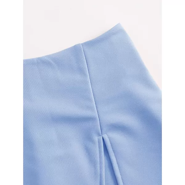 WDIRARA Women's Contrast Binding Knot Side Mid Waist Asymmetrical Skirt Shorts