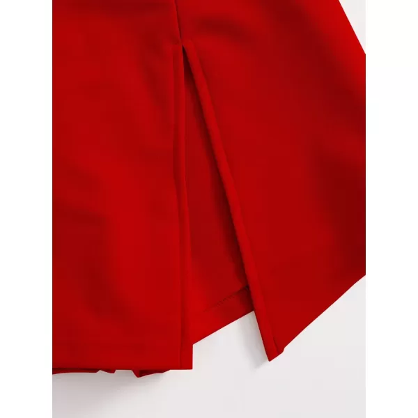WDIRARA Women's Contrast Binding Knot Side Mid Waist Asymmetrical Skirt Shorts