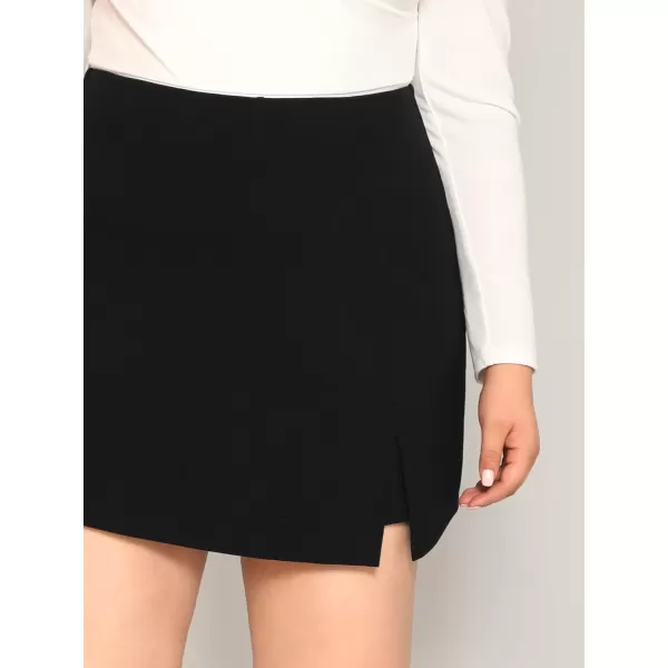 WDIRARA Women's Contrast Binding Knot Side Mid Waist Asymmetrical Skirt Shorts