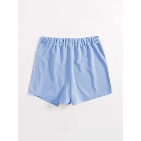WDIRARA Women's Contrast Binding Knot Side Mid Waist Asymmetrical Skirt Shorts