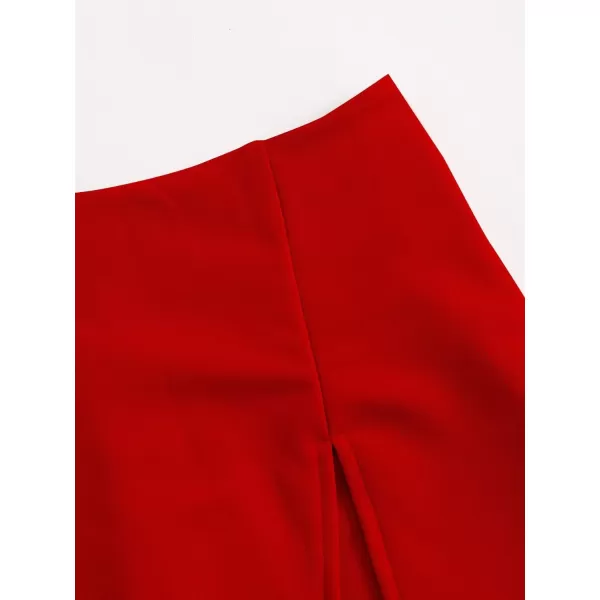 WDIRARA Women's Contrast Binding Knot Side Mid Waist Asymmetrical Skirt Shorts