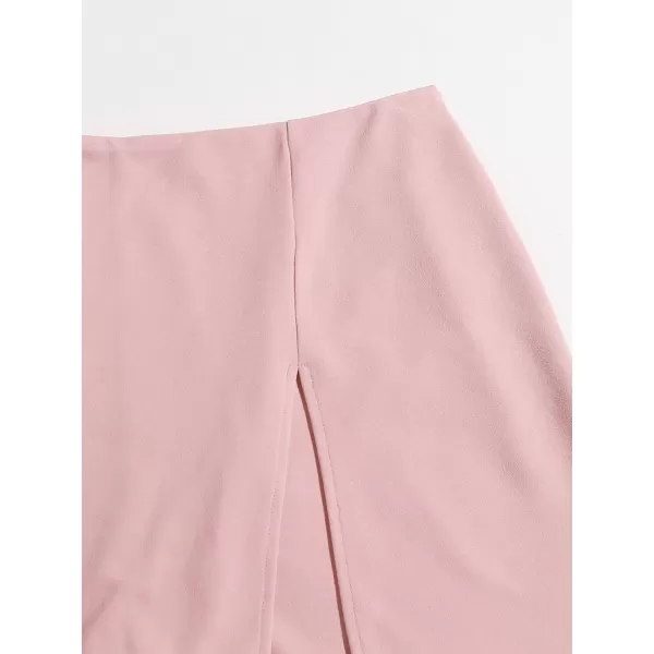 WDIRARA Women's Contrast Binding Knot Side Mid Waist Asymmetrical Skirt Shorts
