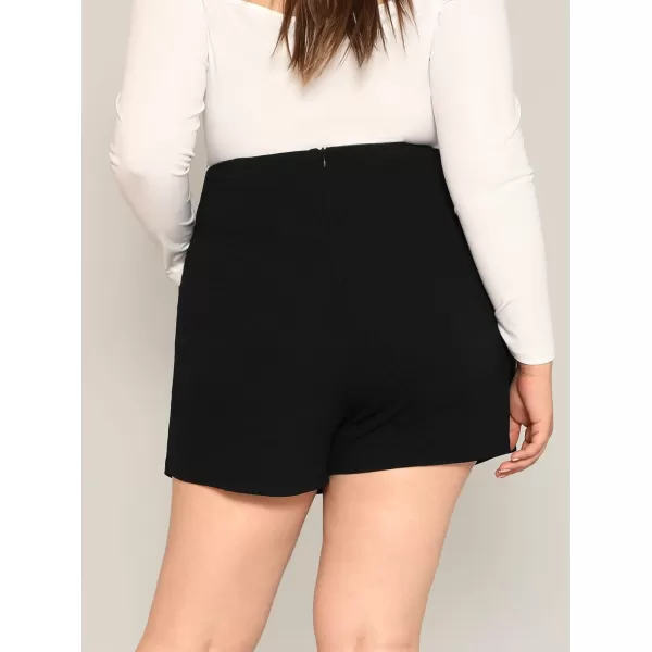 WDIRARA Women's Contrast Binding Knot Side Mid Waist Asymmetrical Skirt Shorts