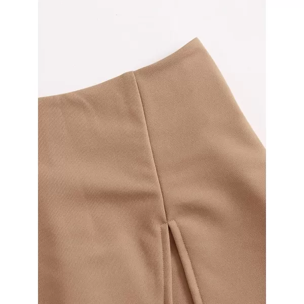 WDIRARA Women's Contrast Binding Knot Side Mid Waist Asymmetrical Skirt Shorts