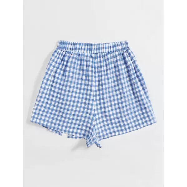 WDIRARA Women's Contrast Binding Knot Side Mid Waist Asymmetrical Skirt Shorts
