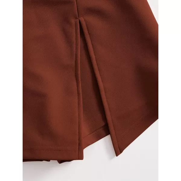 WDIRARA Women's Contrast Binding Knot Side Mid Waist Asymmetrical Skirt Shorts