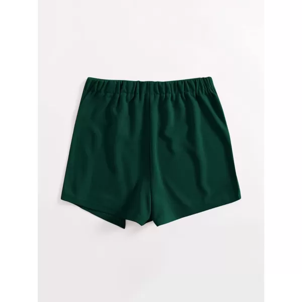 WDIRARA Women's Contrast Binding Knot Side Mid Waist Asymmetrical Skirt Shorts