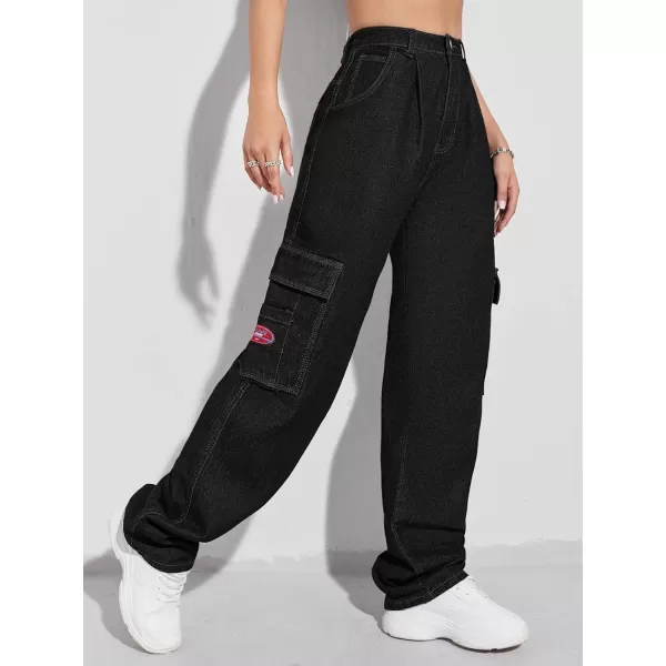 WDIRARA Women's Cow Print High Waist Wide Leg Jeans Casual Long Denim Pants