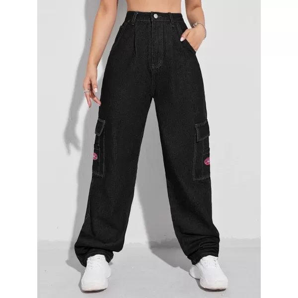 WDIRARA Women's Cow Print High Waist Wide Leg Jeans Casual Long Denim Pants